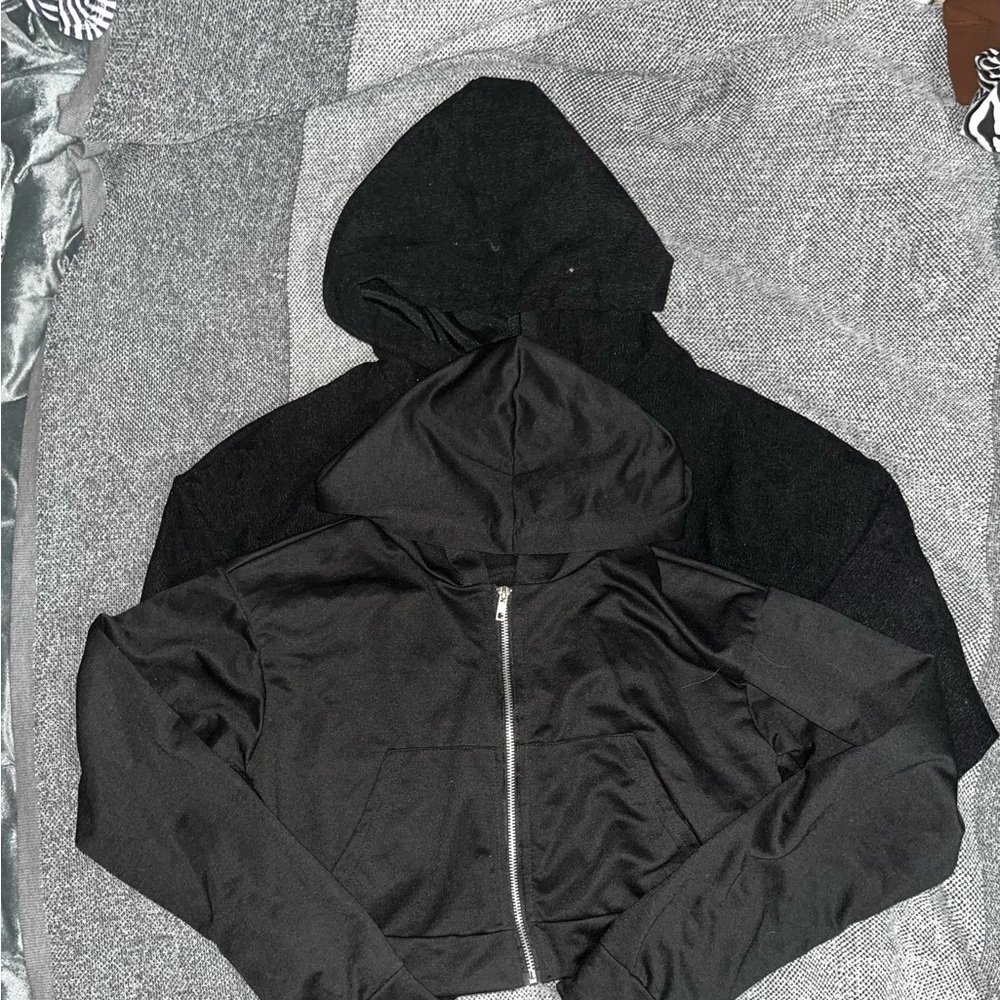 Bundle:Two Women's Black Hooded zipper Jackets
